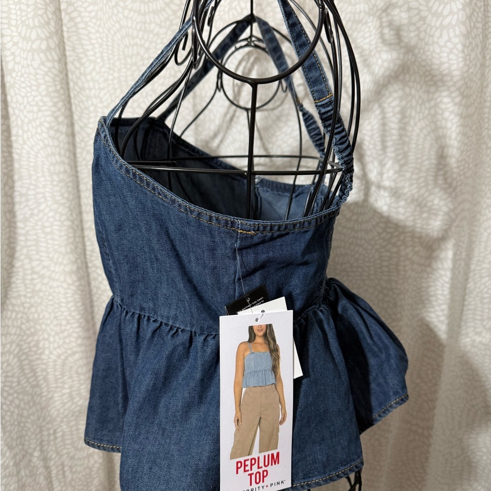 Celebrity Pink Denim Blue Babydoll Top, NWT - Picture 4 of 8